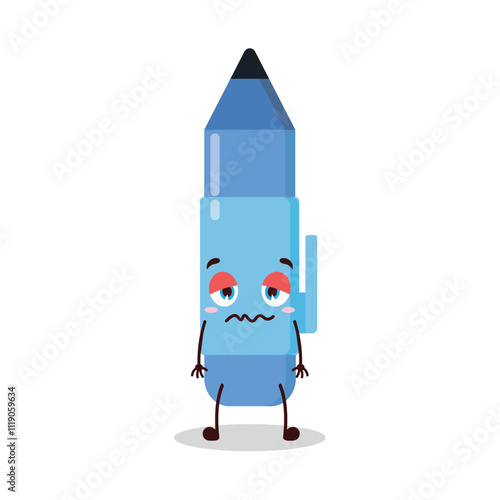 cute nope expression of blue pen cartoon character