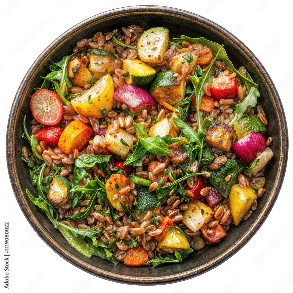 Colorful Vegetable and Grain Salad With Fresh Greens Showcased in a Bowl Highlighting Seasonal Produce and Vibrant Flavors Colorful Vegetable and Grain Salad With Fresh Greens Showcased in a Bowl Highlighting Seasonal Produce and Vibrant Flavors