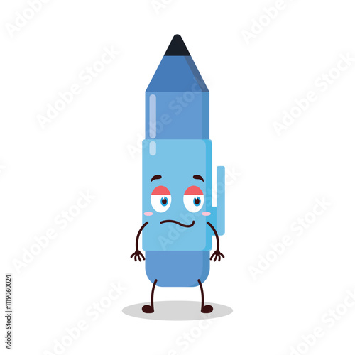 cute silent expression of blue pen cartoon character