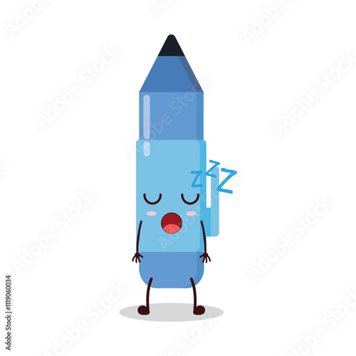 cute rest expression of blue pen cartoon character
