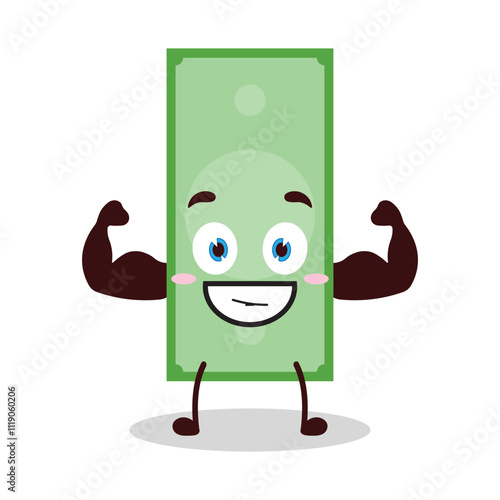 cute masculine healthy athlete expression of paper money cartoon character