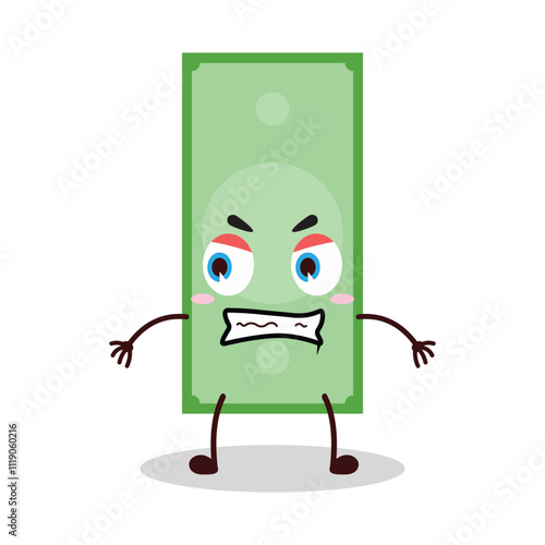 cute angry expression of paper money cartoon character