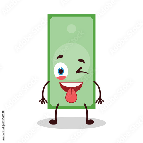 cute teased expression of paper money cartoon character