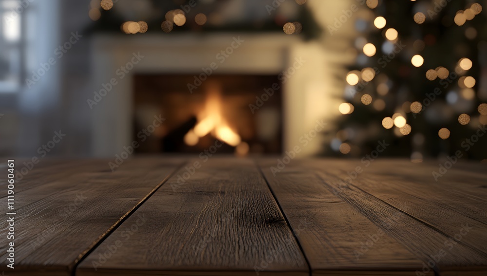 Christmas Lights Background with a Cozy Holiday Table for Product Display.
Christmas Lights Background with a Cozy Holiday Table for Product Display.