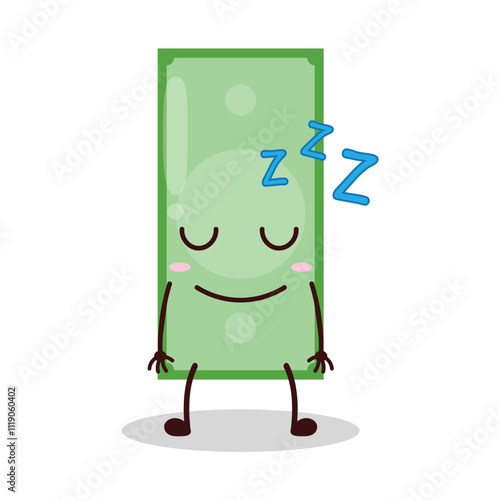cute sleep expression of paper money cartoon character