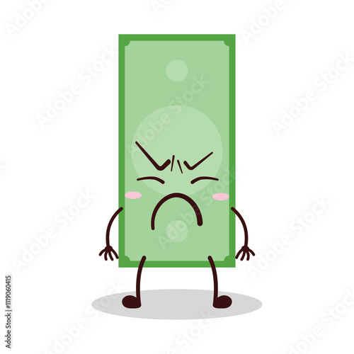 cute annoyed expression of paper money cartoon character