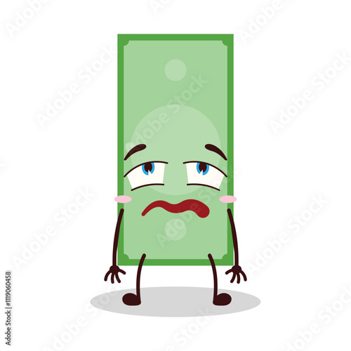 cute bored expression of paper money cartoon character