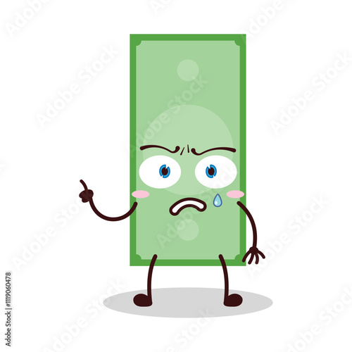 cute weird expression of paper money cartoon character
