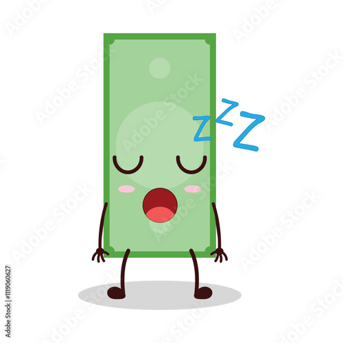cute rest expression of paper money cartoon character