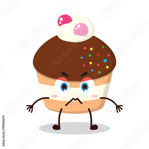 cute irritated expression of muffin cartoon character