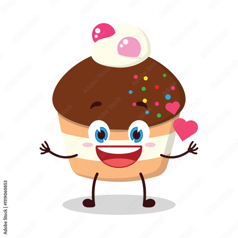 cute fall in love expression of muffin cartoon character cute fall in love expression of muffin cartoon character
