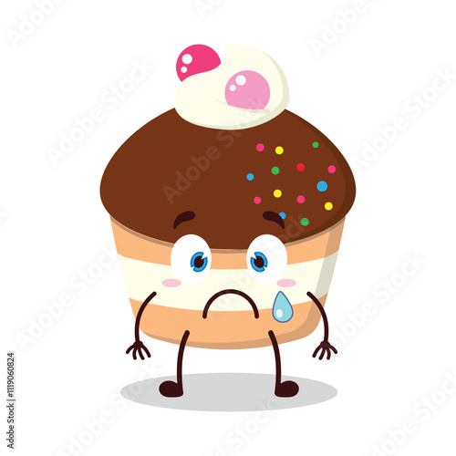 cute nervous expression of muffin cartoon character