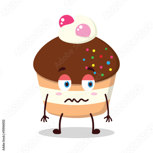 cute grumpy expression of muffin cartoon character