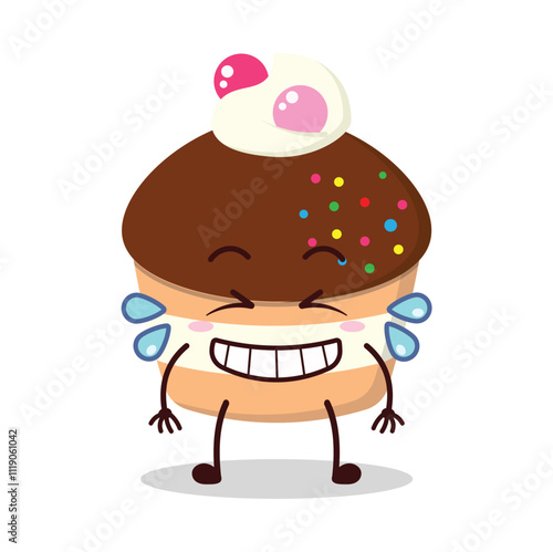 cute pleased expression of muffin cartoon character