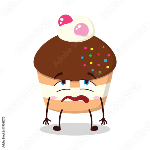 cute bored expression of muffin cartoon character