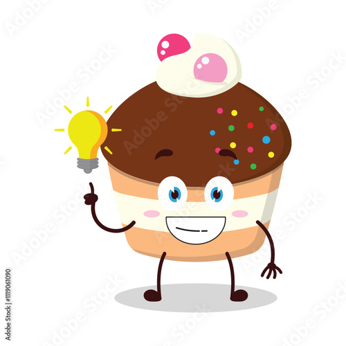 cute creative expression of muffin with shiny lamp cartoon character