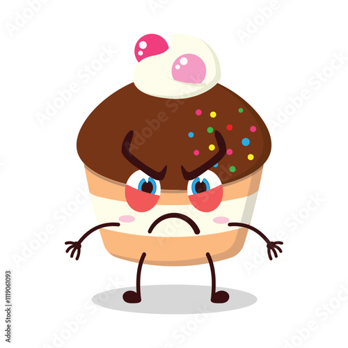 cute provoked expression of muffin cartoon character