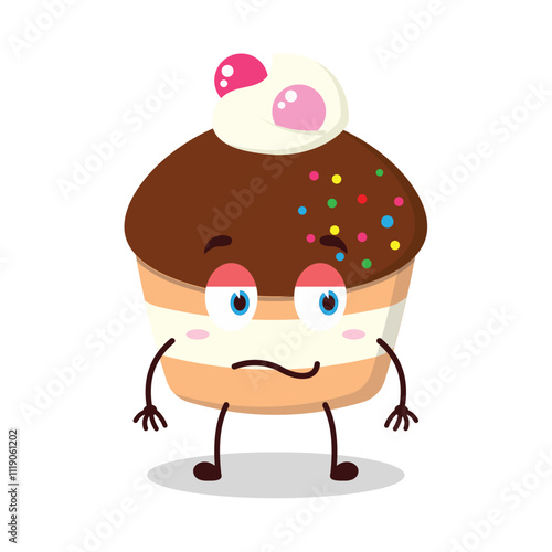 cute silent expression of muffin cartoon character