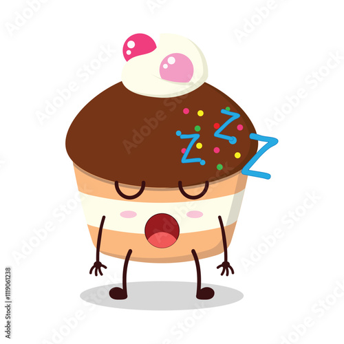 cute rest expression of muffin cartoon character