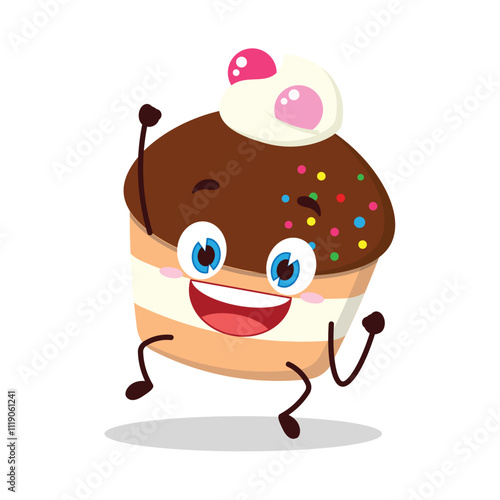 cute hurray victory expression of muffin cartoon character