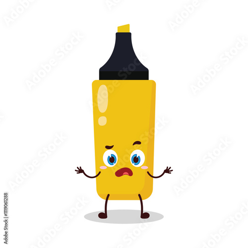 cute don't know expression of yellow highlighter cartoon character