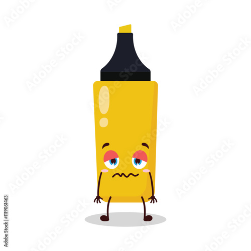 cute nope expression of yellow highlighter cartoon character