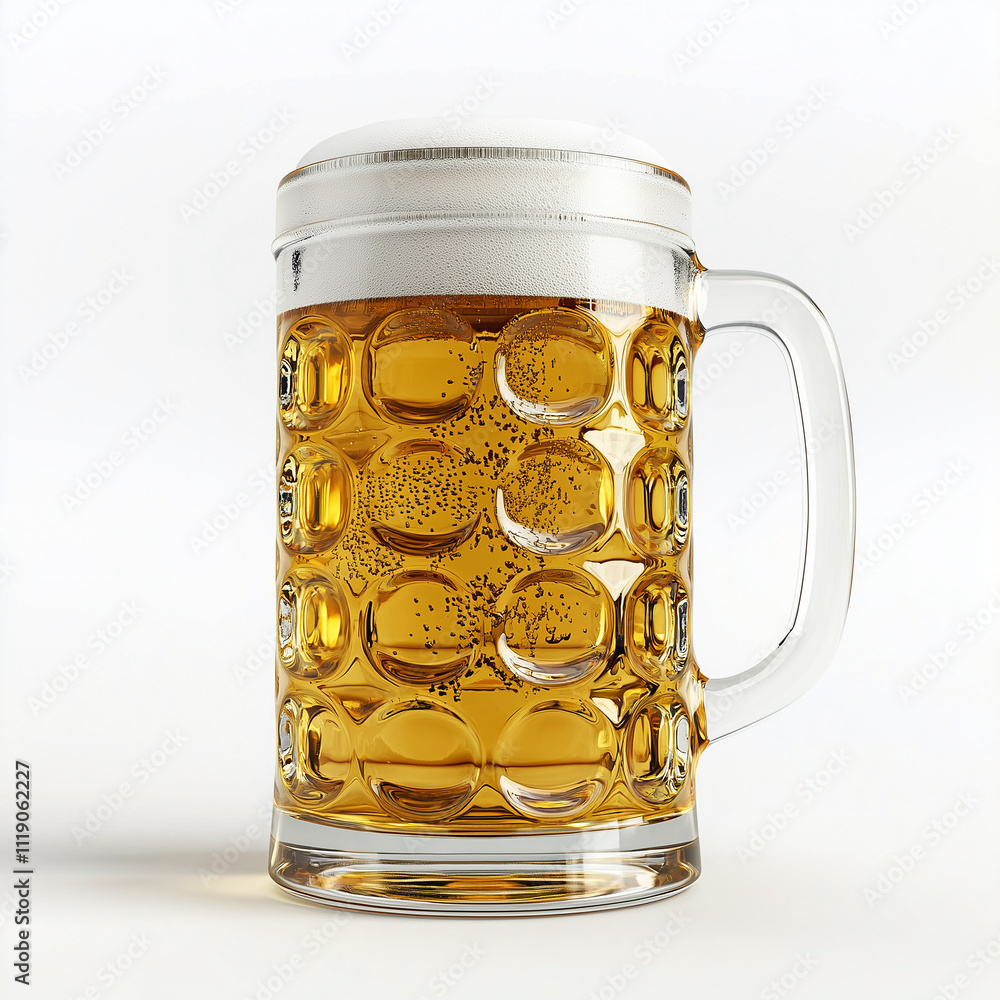 A single beer mug clipart, beverage element, filled with foam, glass, isolated on white background
A single beer mug clipart, beverage element, filled with foam, glass, isolated on white background