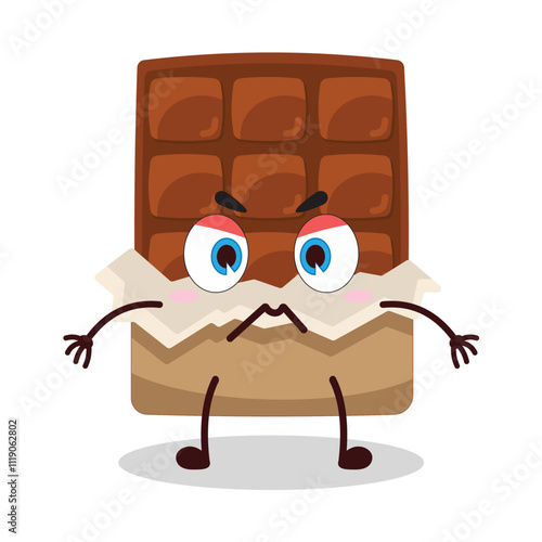 cute irritated expression of yellow chocolate bar cartoon character
