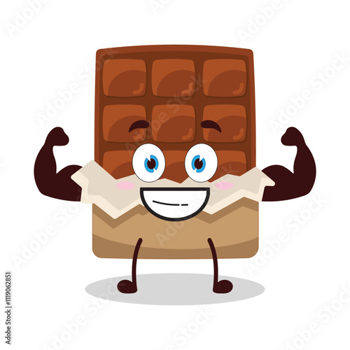 cute masculine healthy athlete expression of yellow chocolate bar cartoon character