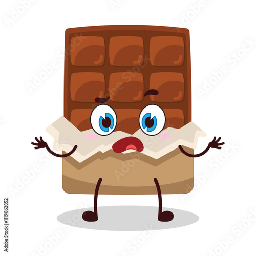 cute don't know expression of yellow chocolate bar cartoon character