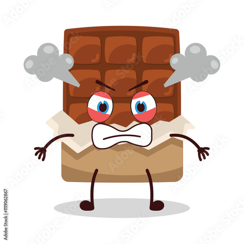 cute furious expression of yellow chocolate bar cartoon character