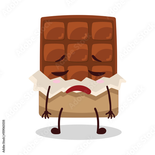 cute tired expression of yellow chocolate bar cartoon character