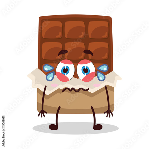 cute upset expression of yellow chocolate bar cartoon character