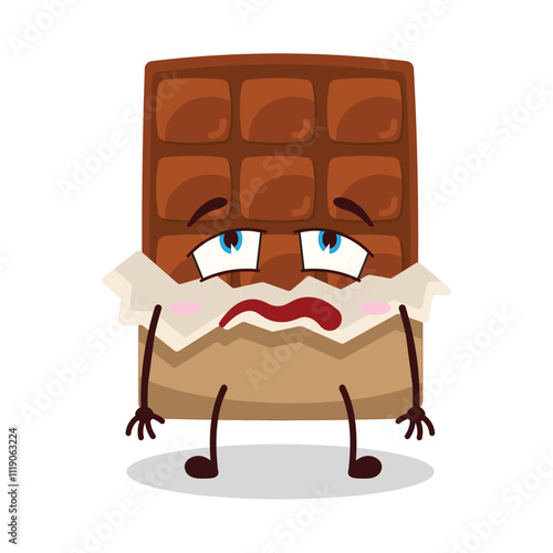cute bored expression of yellow chocolate bar cartoon character