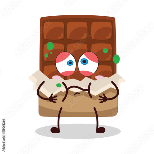 cute sick expression of yellow chocolate bar cartoon character