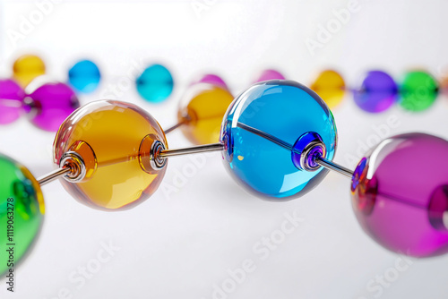 3D render of colorful spheres connected by wire, white background, Cinema 4D, Octane rendering photo