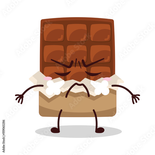 cute mad expression of yellow chocolate bar cartoon character