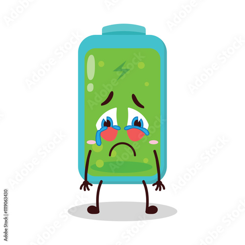 cute cry expression of full battery cartoon character