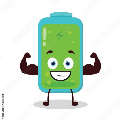 cute masculine healthy athlete expression of full battery cartoon character