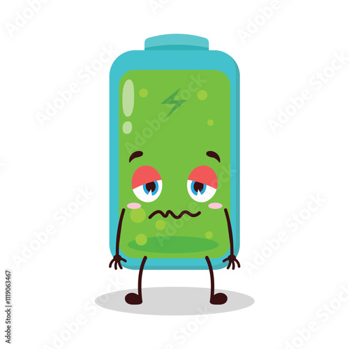 cute nope expression of full battery cartoon character