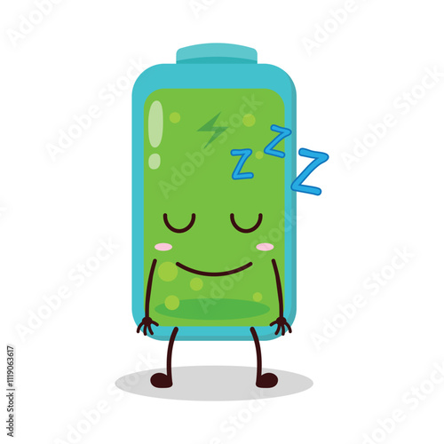 cute sleep expression of full battery cartoon character