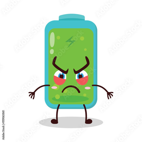cute provoked expression of full battery cartoon character