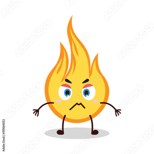 cute irritated expression of fire cartoon character