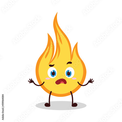 cute don't know expression of fire cartoon character