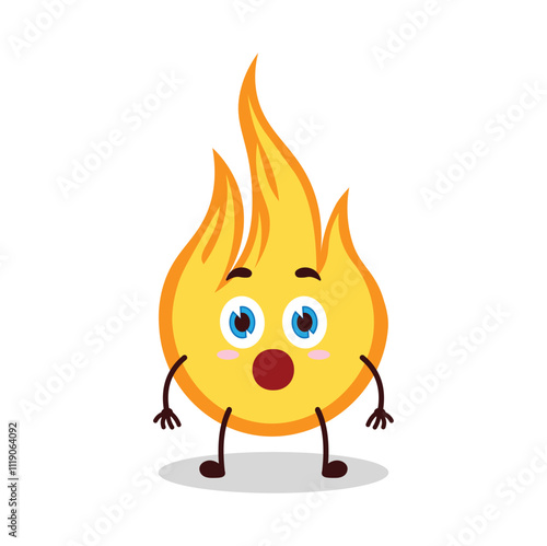 cute shocked expression of fire cartoon character