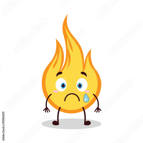 cute nervous expression of fire cartoon character