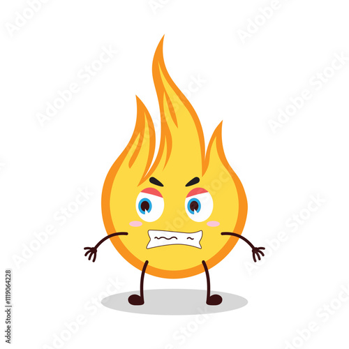 cute angry expression of fire cartoon character