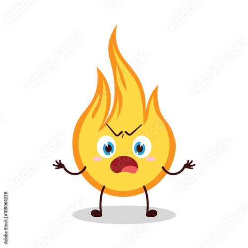 cute why expression of fire cartoon character