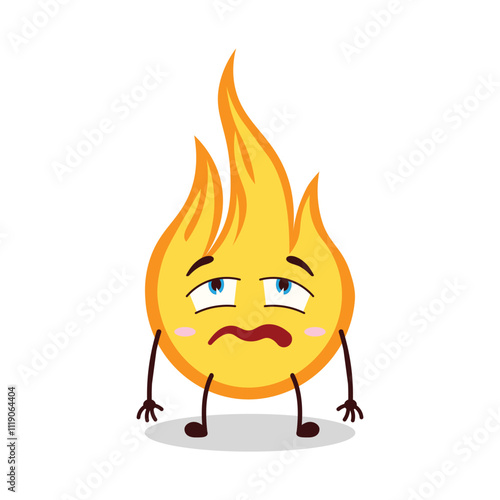 cute bored expression of fire cartoon character