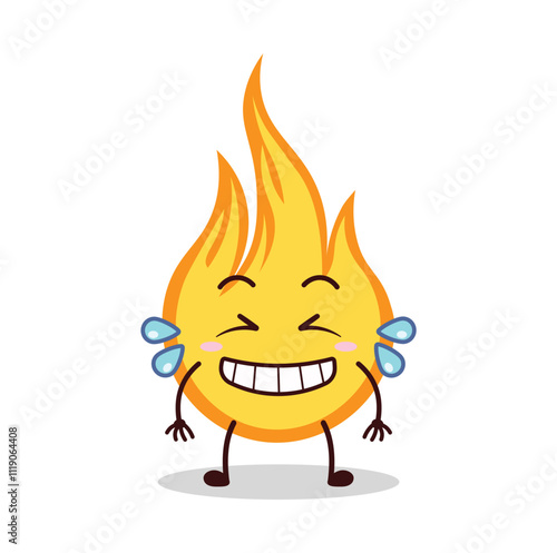 cute pleased expression of fire cartoon character